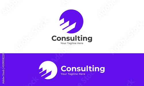Consulting agency graph chart round logo Business consulting logo template Financial And Accounting Logo