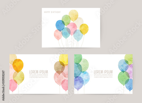 cards for invitation, birthday. watercolor balloons illustration