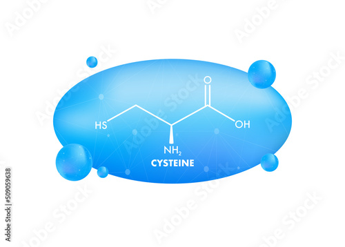 Cysteine molecular skeletal chemical formula. 3d icon with cysteine photo