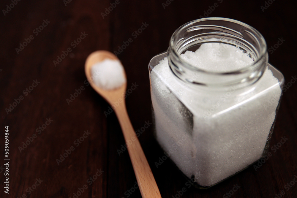 Salt in a jar that resembles a drug on the table Salt in a jar that resembles a drug on the table