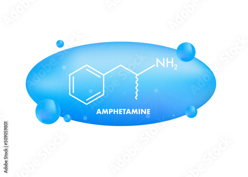 Amphetamine formula. Icon with amphetamine formula. Vector illustration