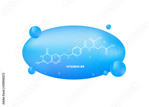 Vitamin b9 formula. Structural formula of vitamin B9