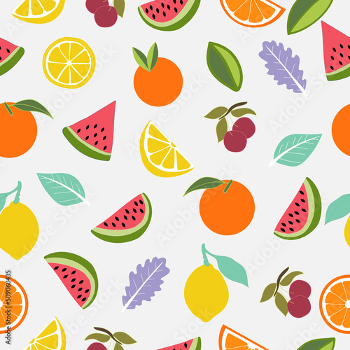 Fototapeta Naklejka Na Ścianę i Meble -  Summer tropical fruits seamless pattern