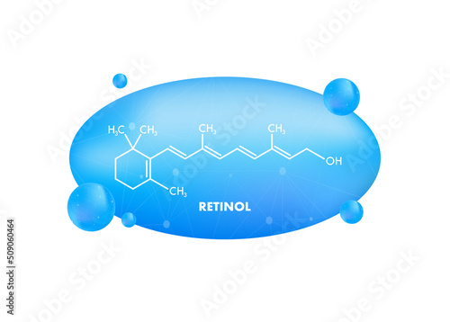 Icon with retinal formula. Retinal true vitamin A , formula C20H30O