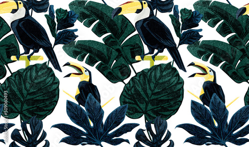 南国植物トロピカル連続背景パターン