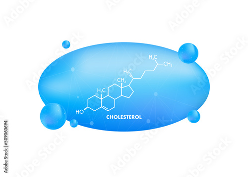 Cholesterol formula on white background. 3d cholesterol formula