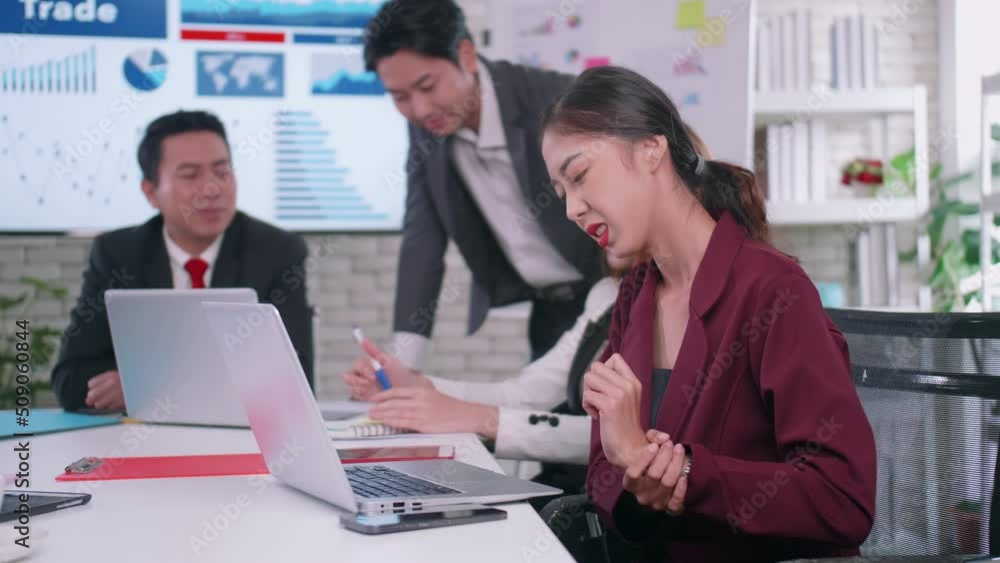 A business woman is tired from a long meeting. A business woman is tired from a long meeting.