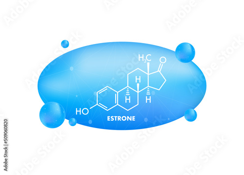 Estrone formula. Estrogens vector chemical formulas. Vector illustration