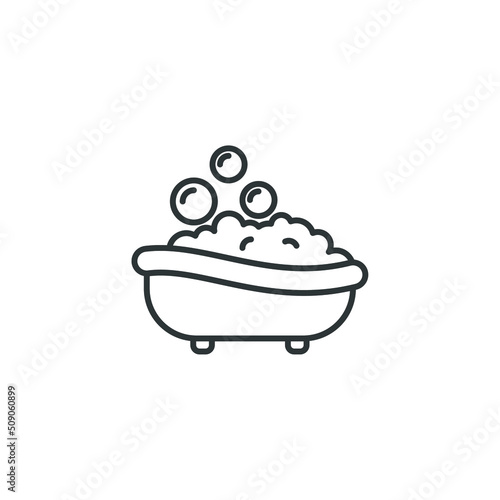 Vector sign of the bathtub symbol is isolated on a white background. bathtub icon color editable.