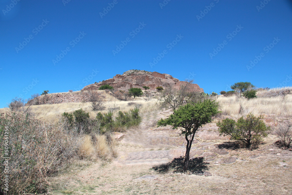 Archaeological Zone La Quemada Zacatecas Mexico semi-desert in the north of the country
