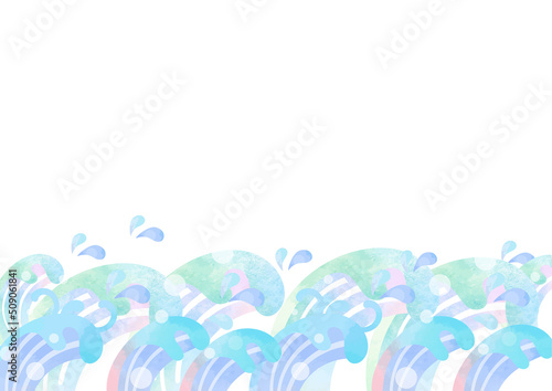 水彩の波の背景素材
