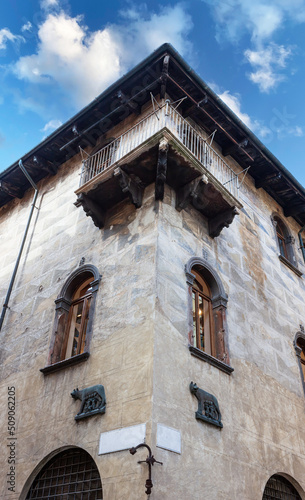 Facades of Old Houses in in Historic Center of Verona