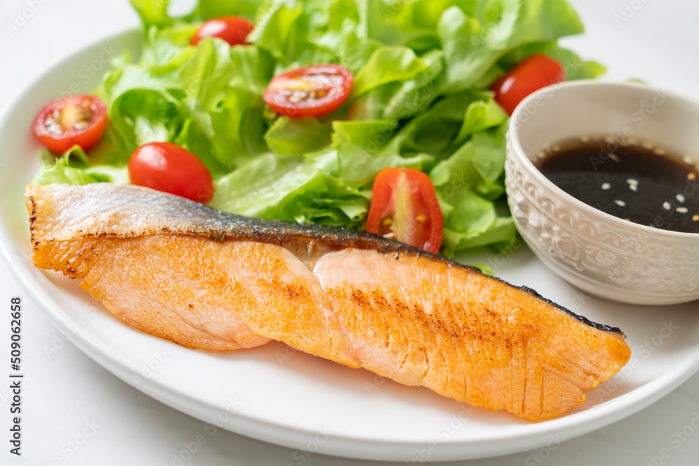 grilled salmon fillet steak with salad grilled salmon fillet steak with salad