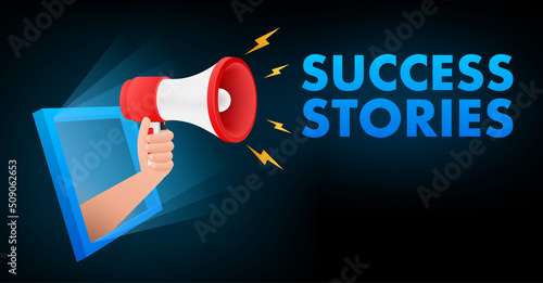 Lightbox with Success stories. Vector stock illustration.