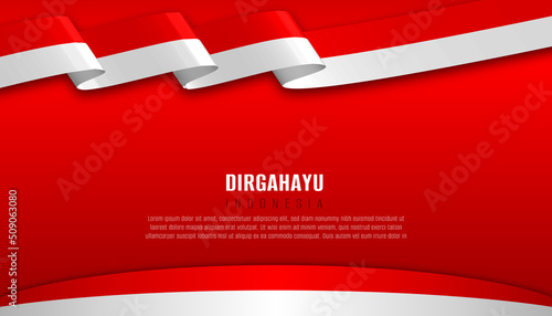 dirgahayu Indonesian independence background with red and white flag illustration