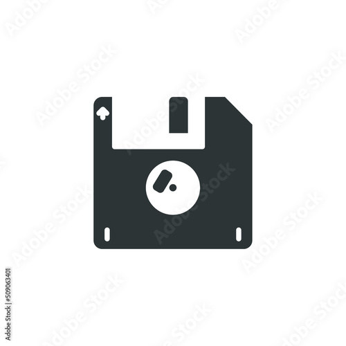 Vector sign of the Floppy disk symbol is isolated on a white background. Floppy disk icon color editable.
