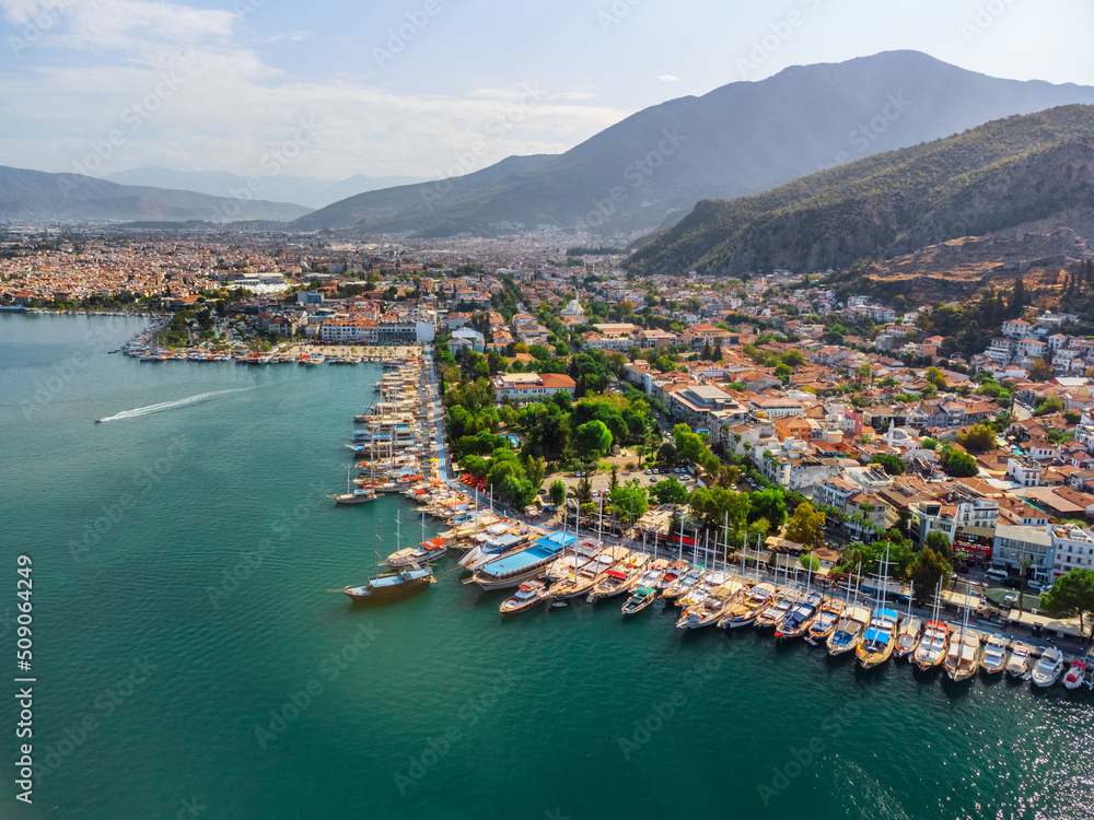 Aaerial view of Fethiye coastline in Turkey