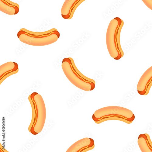 American banner. Vintage flat advertising with hot dog sign for banner design. Pattern illustration.