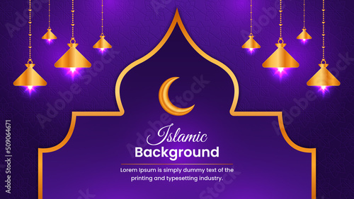 Arabesque Arabic Islamic Style Ornamental Islamic Background with Decorative Lantern Light.