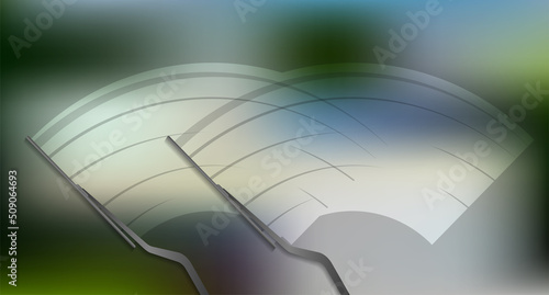 Car windscreen wipe glass, wiper cleans the windshield. Vector stock illustration.