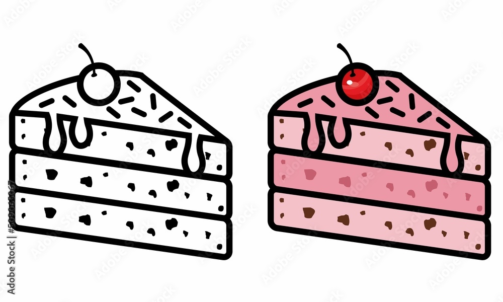 Illustration Vector Graphic of slice cake, birthday cake, dessert sweet icon