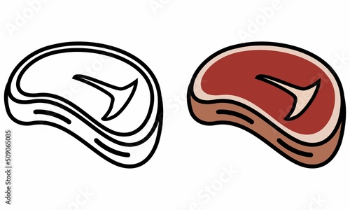 Illustration Vector Graphic of steak meat, beefsteak chop food, barbecue icon