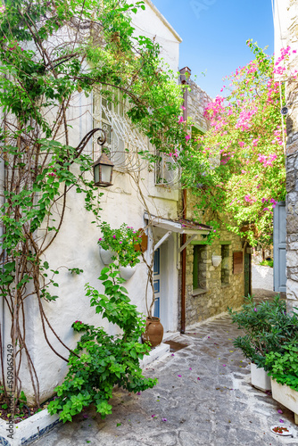 Awesome view of a cozy narrow street in Marmaris  Turkey