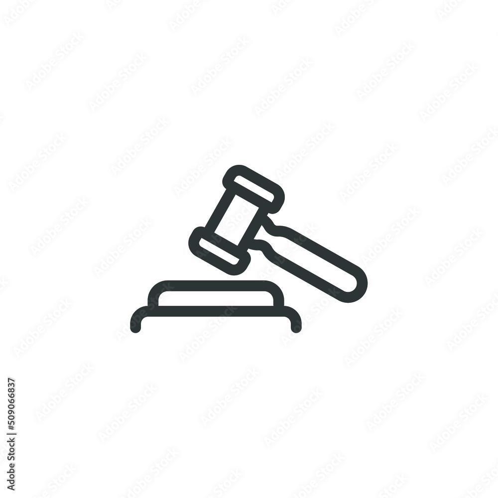 Vector sign of the Judge Gavel Auction symbol is isolated on a white background. Judge Gavel Auction icon color editable. Vector sign of the Judge Gavel Auction symbol is isolated on a white background. Judge Gavel Auction icon color editable.