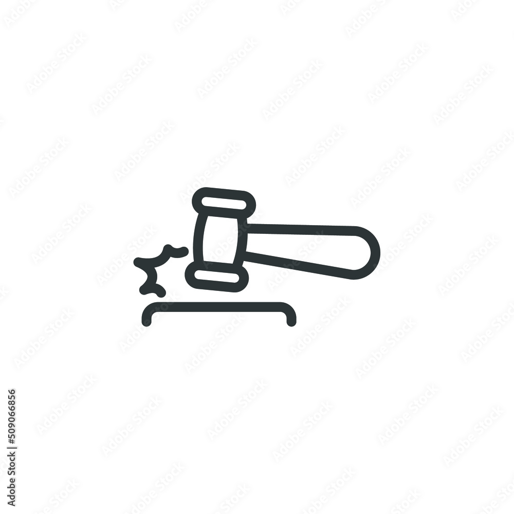 Vector sign of the Judge Gavel Auction symbol is isolated on a white ...
