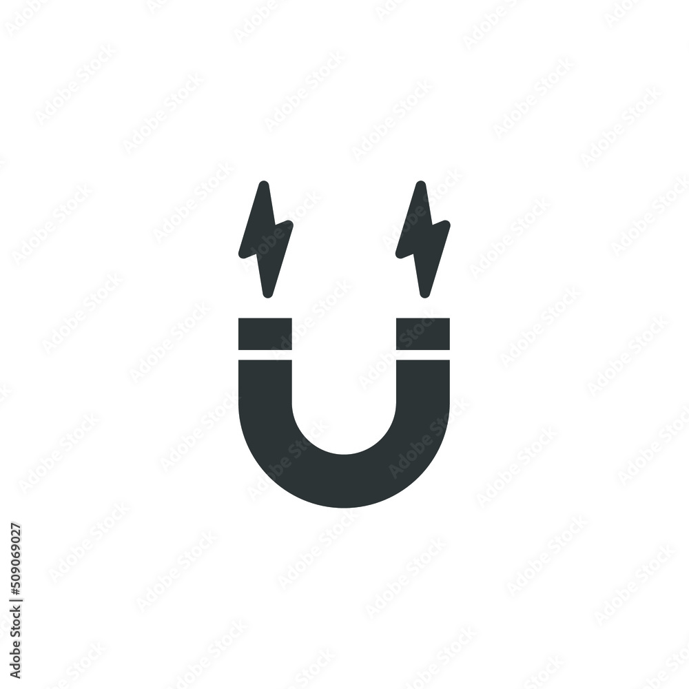 Vector sign of the magnet symbol is isolated on a white background. magnet icon color editable. Vector sign of the magnet symbol is isolated on a white background. magnet icon color editable.