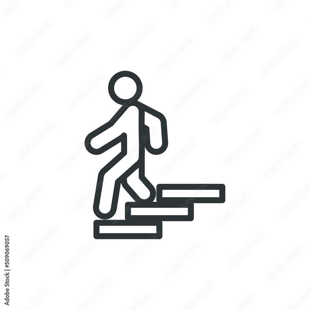 Vector sign of the Man on stairs going down symbol is isolated on a white background. Man on stairs going down icon color editable.
Vector sign of the Man on stairs going down symbol is isolated on a white background. Man on stairs going down icon color editable.