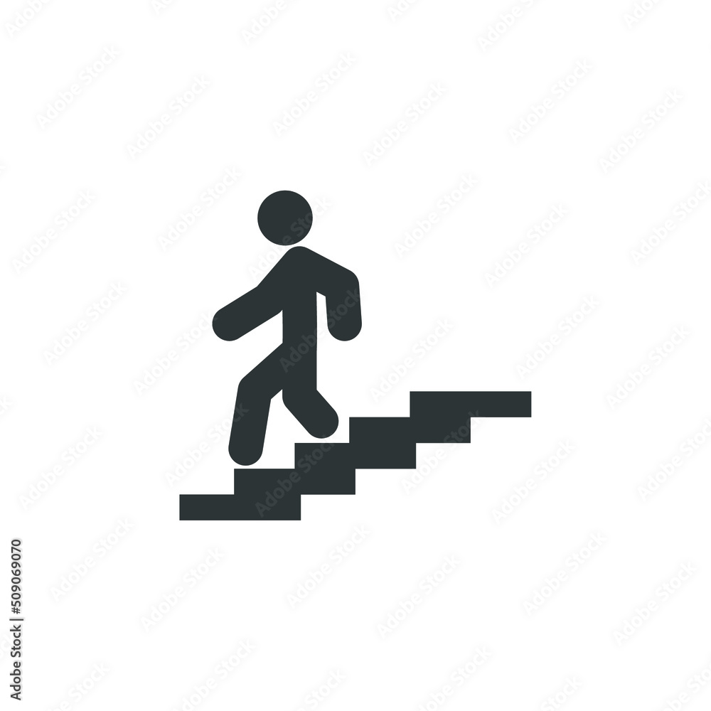 Vector sign of the Man on stairs going down symbol is isolated on a white background. Man on stairs going down icon color editable.
Vector sign of the Man on stairs going down symbol is isolated on a white background. Man on stairs going down icon color editable.