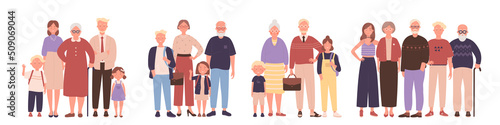 Fotografia Big family portrait set vector illustration