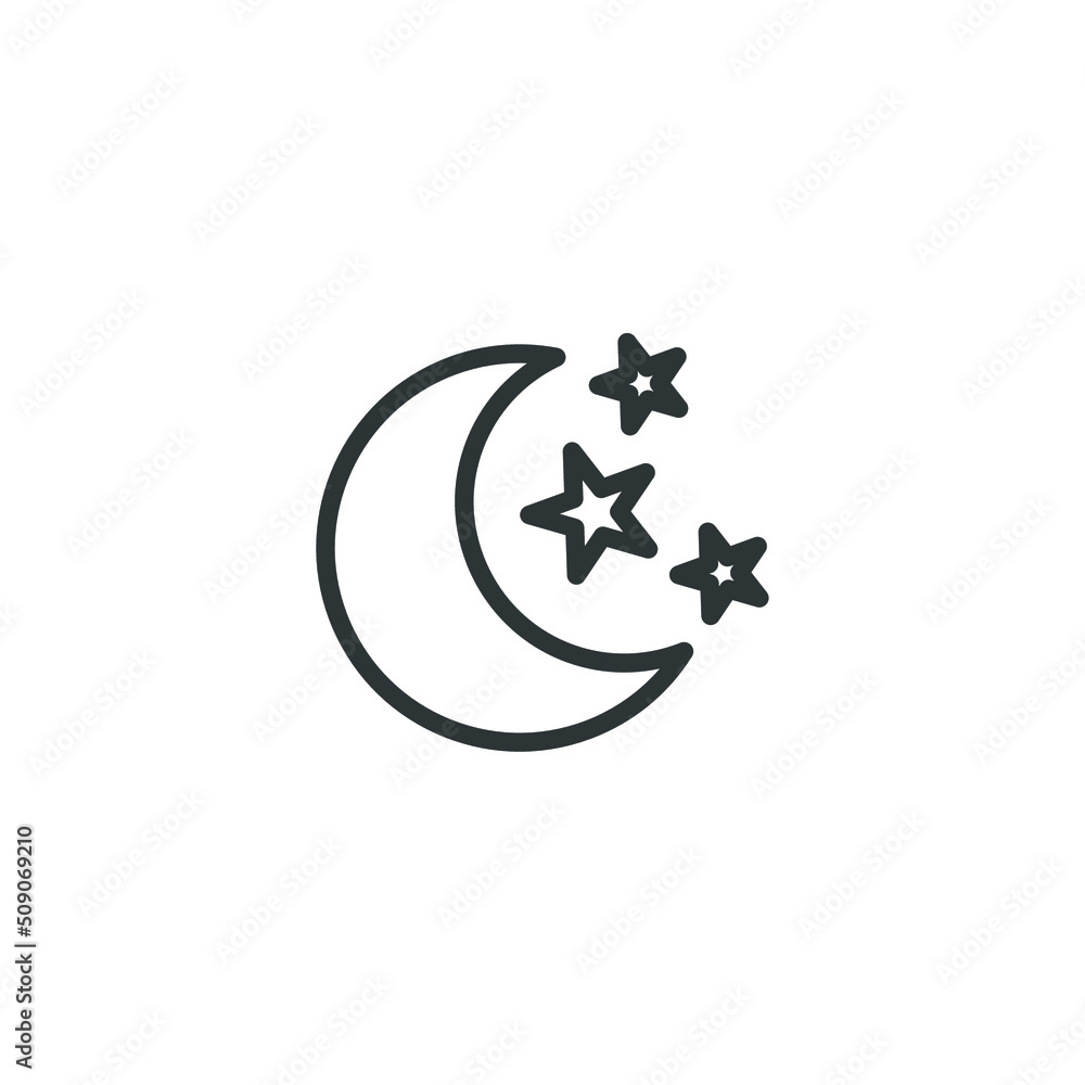 Vector sign of the moon symbol is isolated on a white background. moon icon color editable.