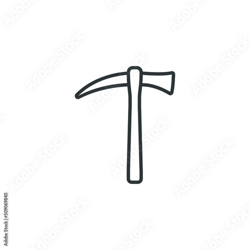 Vector sign of the Pickaxe symbol is isolated on a white background. Pickaxe icon color editable.