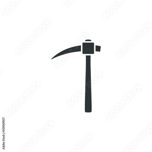 Vector sign of the Pickaxe symbol is isolated on a white background. Pickaxe icon color editable.
