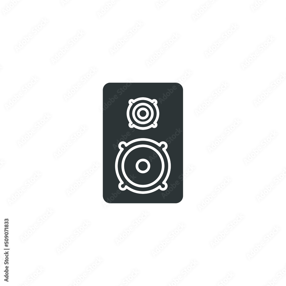 Vector sign of the Sound speaker symbol is isolated on a white background. Sound speaker icon color editable. Vector sign of the Sound speaker symbol is isolated on a white background. Sound speaker icon color editable.