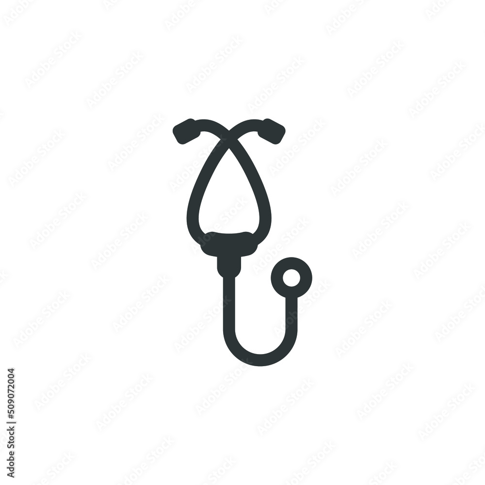 Vector sign of the Stethoscope symbol is isolated on a white background. Stethoscope icon color editable.