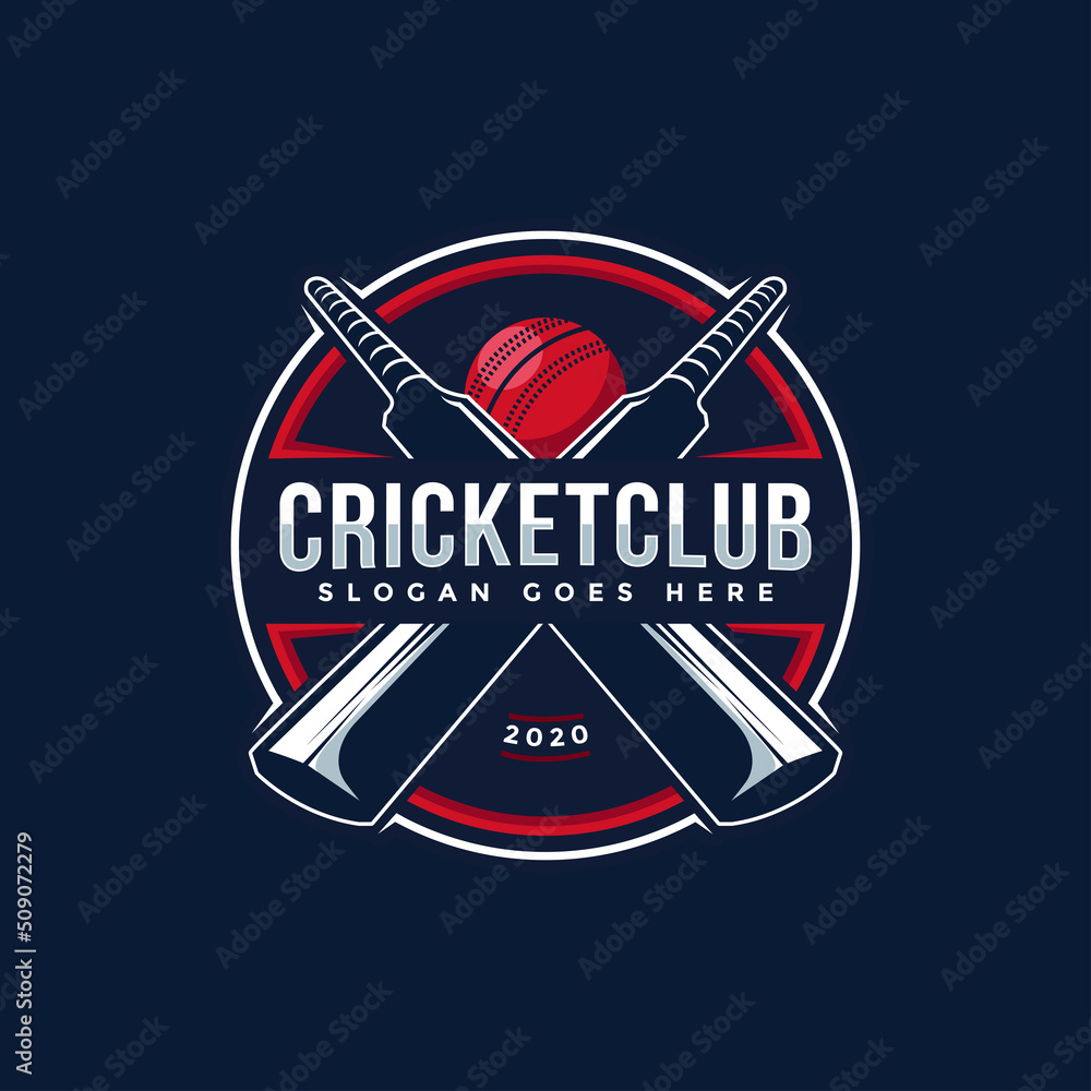 Badge emblem Cricket logo, cricket team sport design, sticks and ...