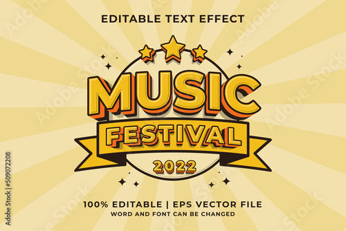 3d Music Festival Cartoon Editable Text Effect Premium Vector