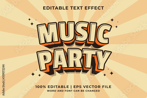 3d Music Party Cartoon Editable Text Effect Premium Vector