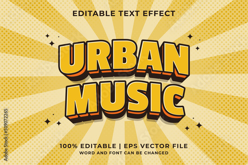 3d Urban Music Cartoon Editable Text Effect Premium Vector