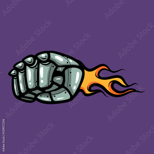 
Iron fist cartoon vector illustration