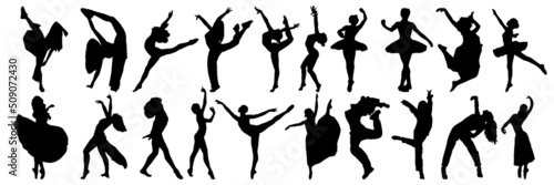 Fotografering Dance silhouette , pack of dancer silhouettes