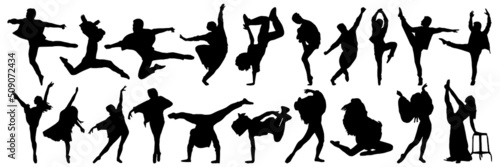 Stampa su tela Dance silhouette , pack of dancer silhouettes