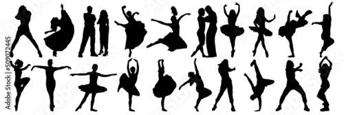 Fotobehang Dance silhouette , pack of dancer silhouettes