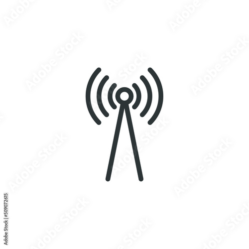 Vector sign of the Tower signal symbol is isolated on a white background. Tower signal icon color editable.
