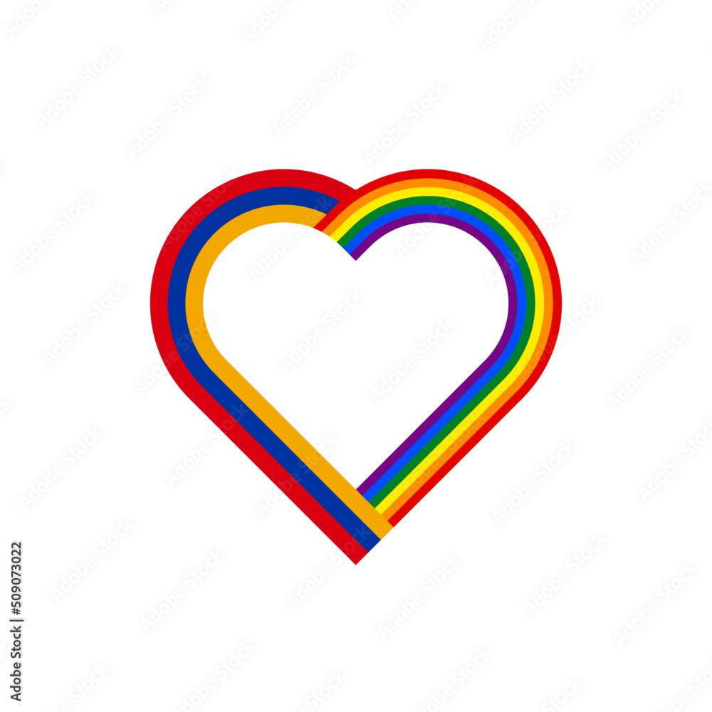 unity concept. heart ribbon icon of armenia and rainbow flags. vector illustration isolated on white background unity concept. heart ribbon icon of armenia and rainbow flags. vector illustration isolated on white background