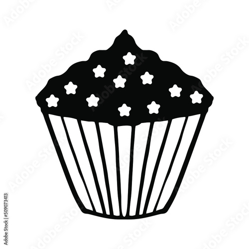 birthday cake isolated vector with cream decoration. Dessert for menu  postcard or holiday