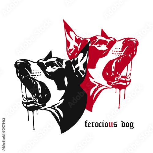 vector two ferocious dog heads